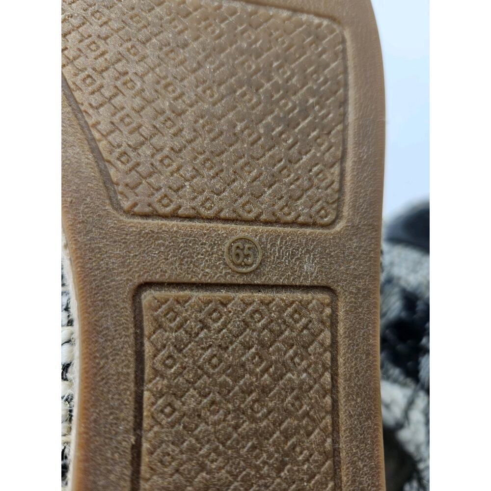 Tory Burch Logo Espadrille Flats Black Ivory Tweed Round Toe Slip-On sz 6.5 - Picture 6 of 8
